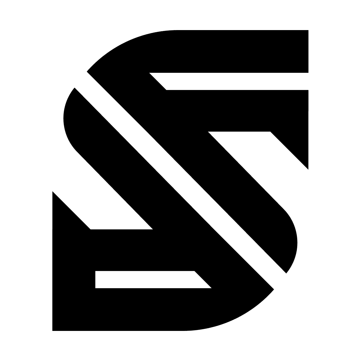 stylized letter s logo with bold and modern shapes in black