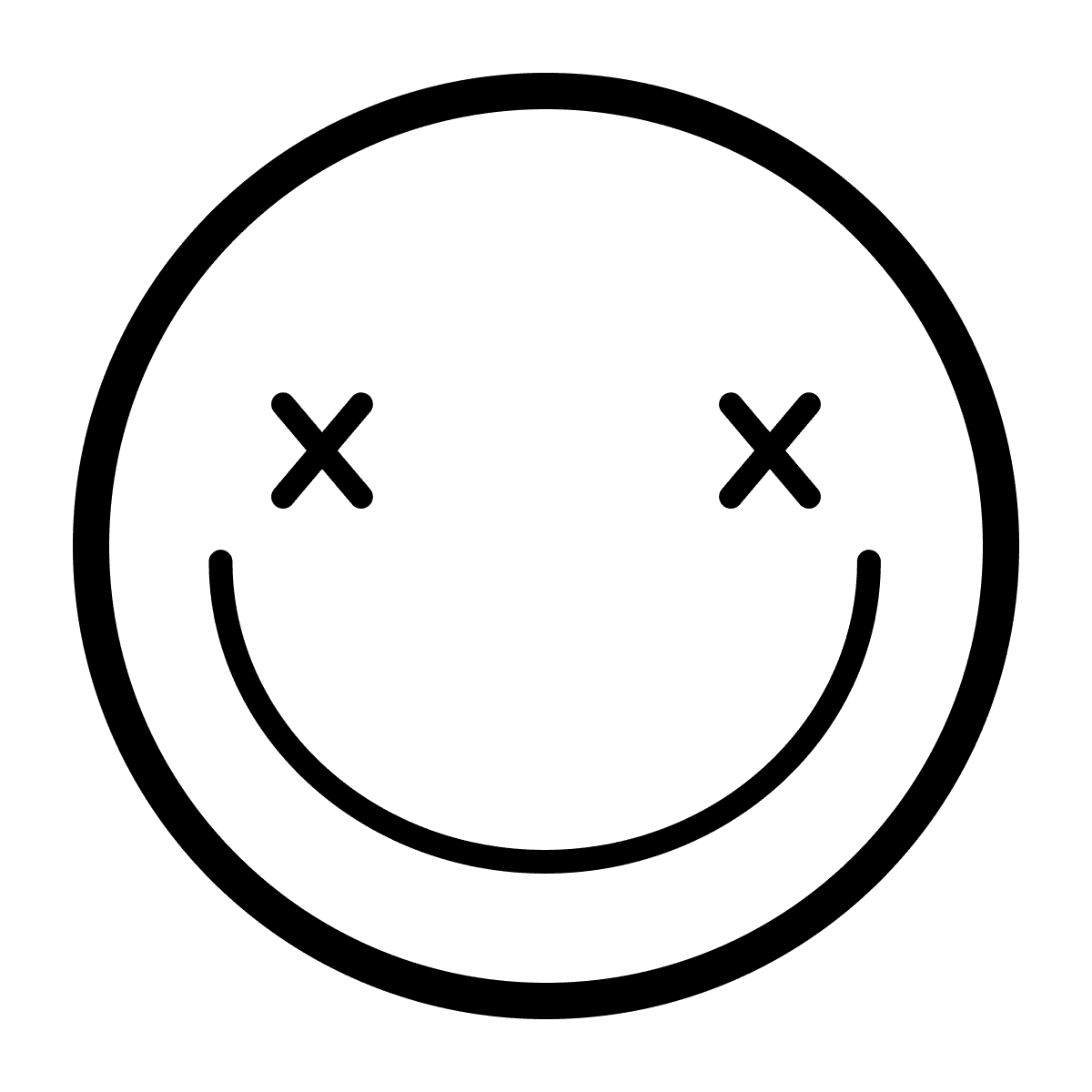 edgy minimal x-eyed smiley icon for modern branding