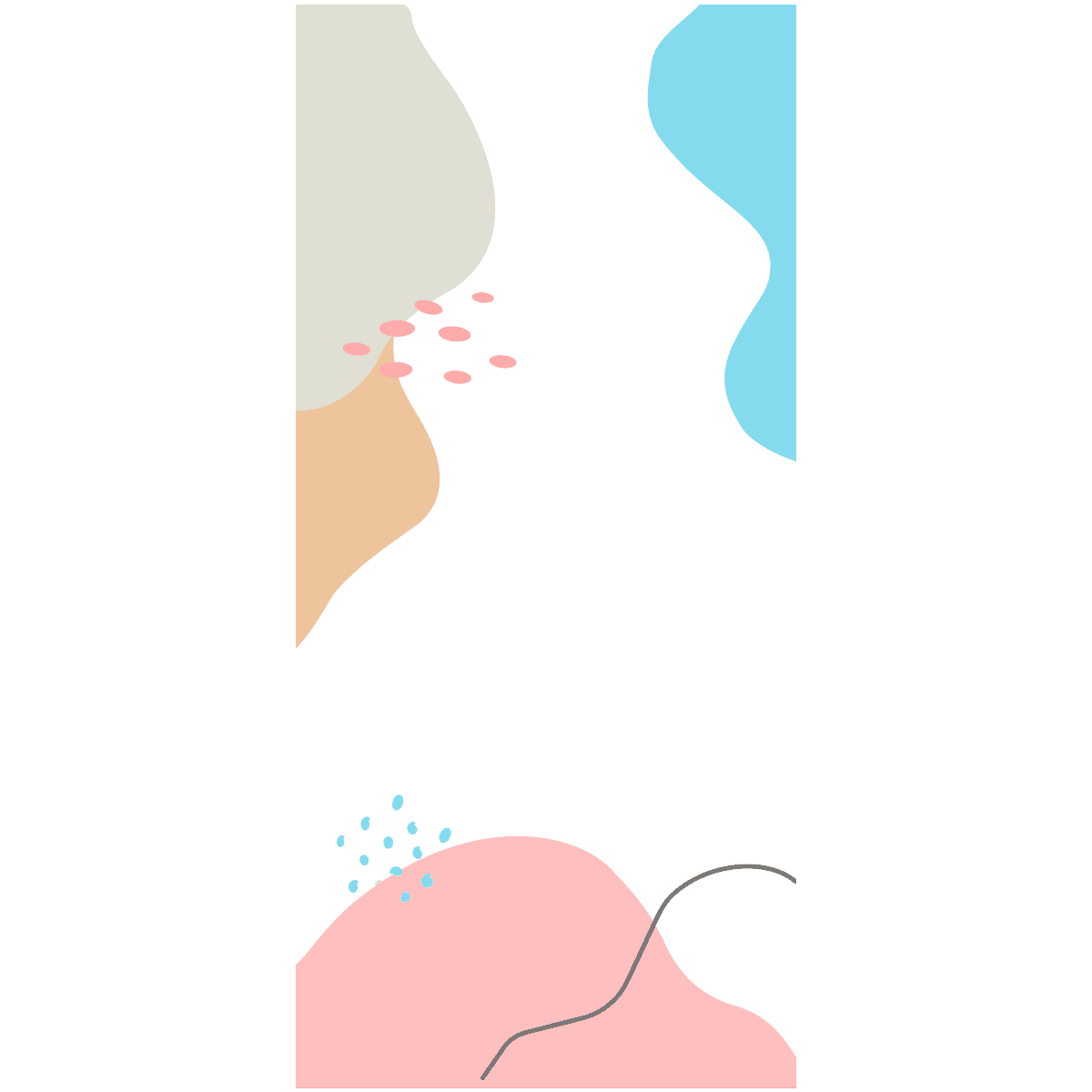 playful abstract backdrop with pastel flowing forms and scattered dot accents