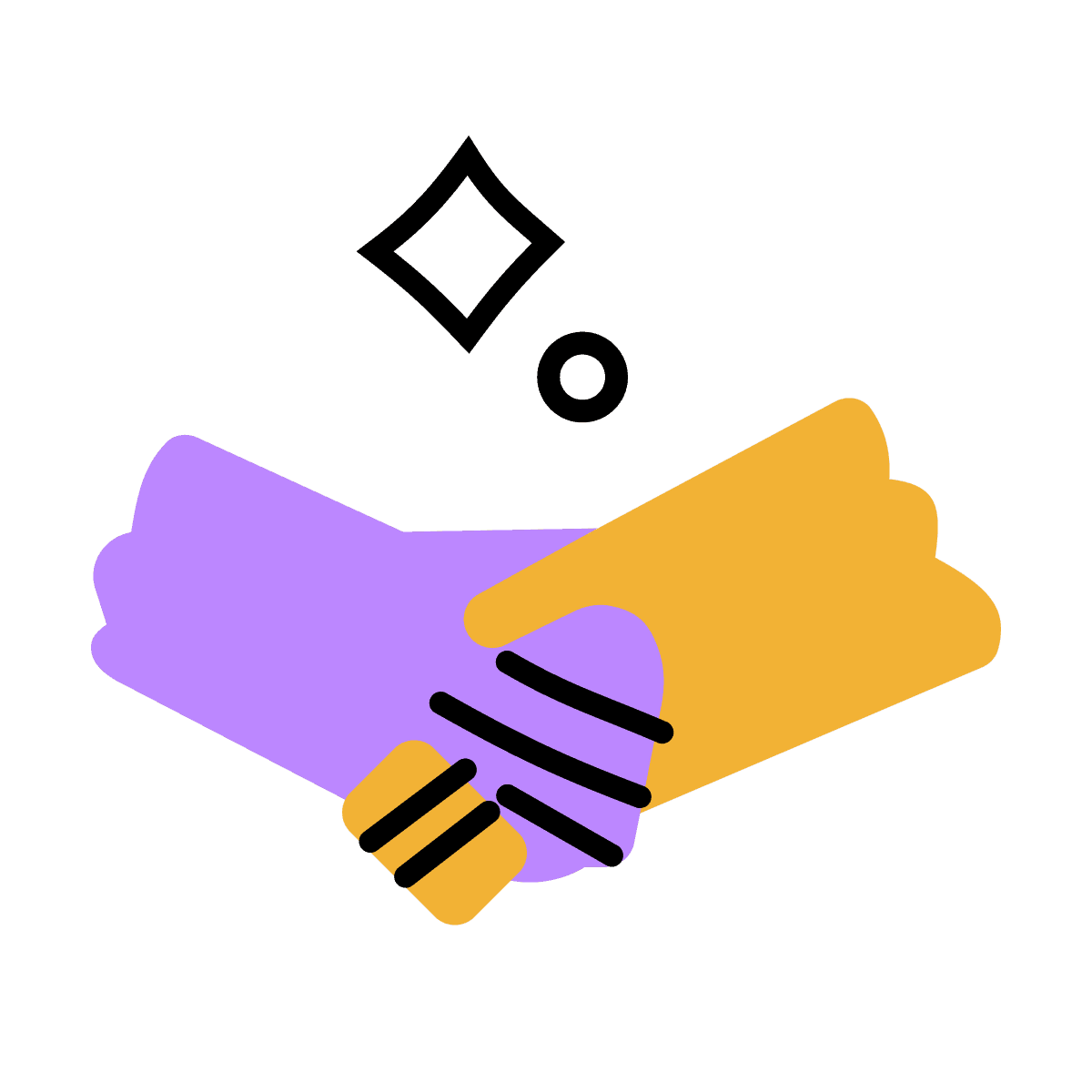 playful minimal handshake illustration for partnership and community