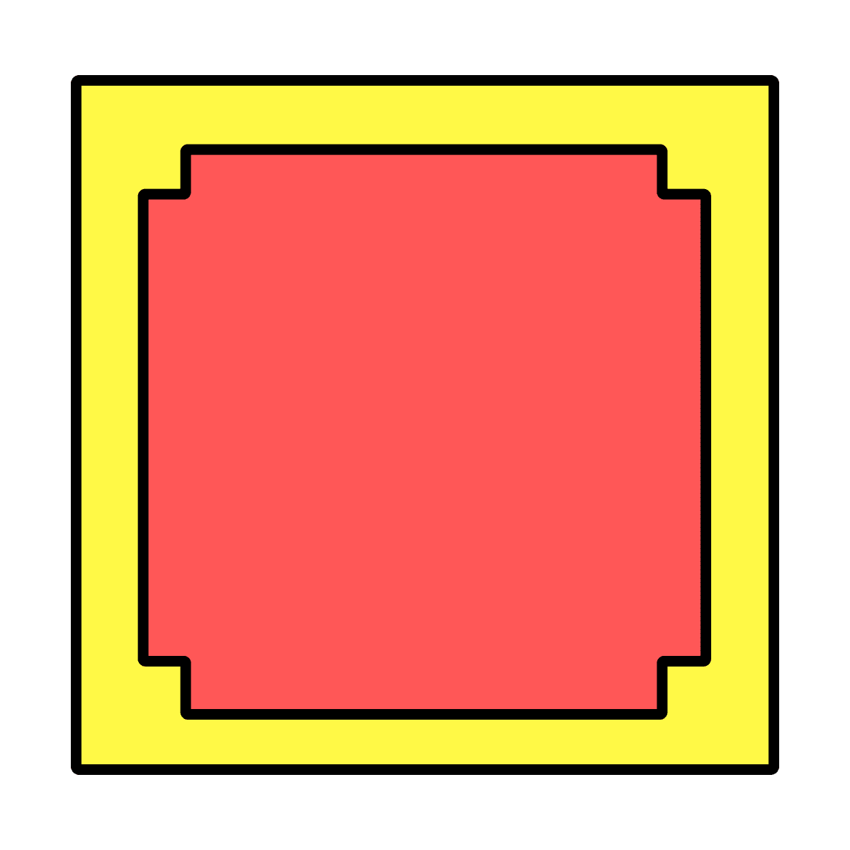 playful geometric square icon with a bold retro gaming look