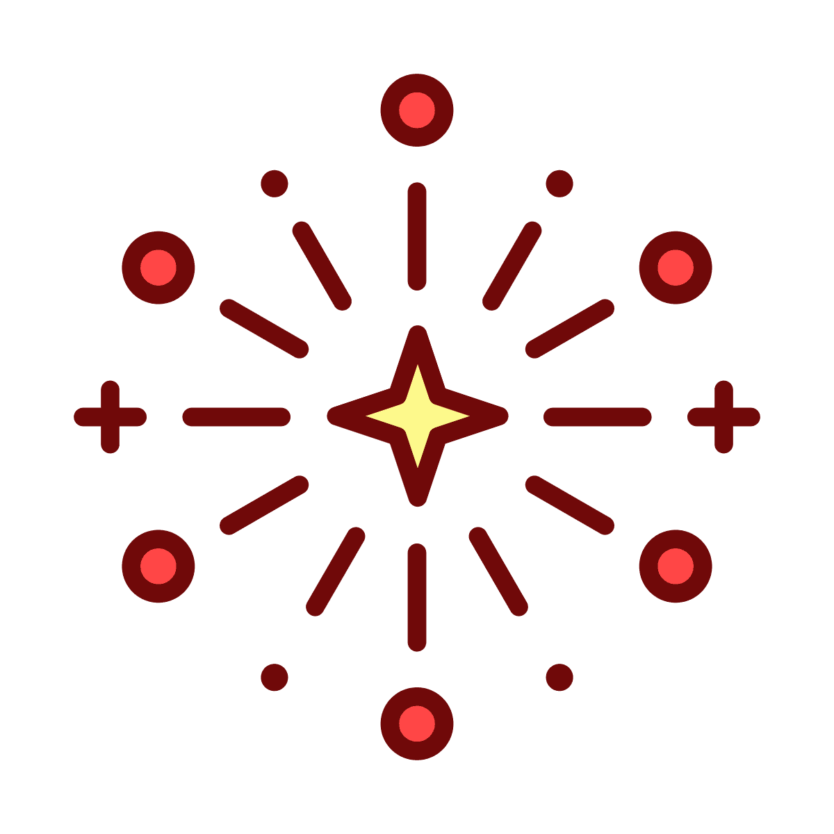 cheerful line art sparkle icon for festive digital content