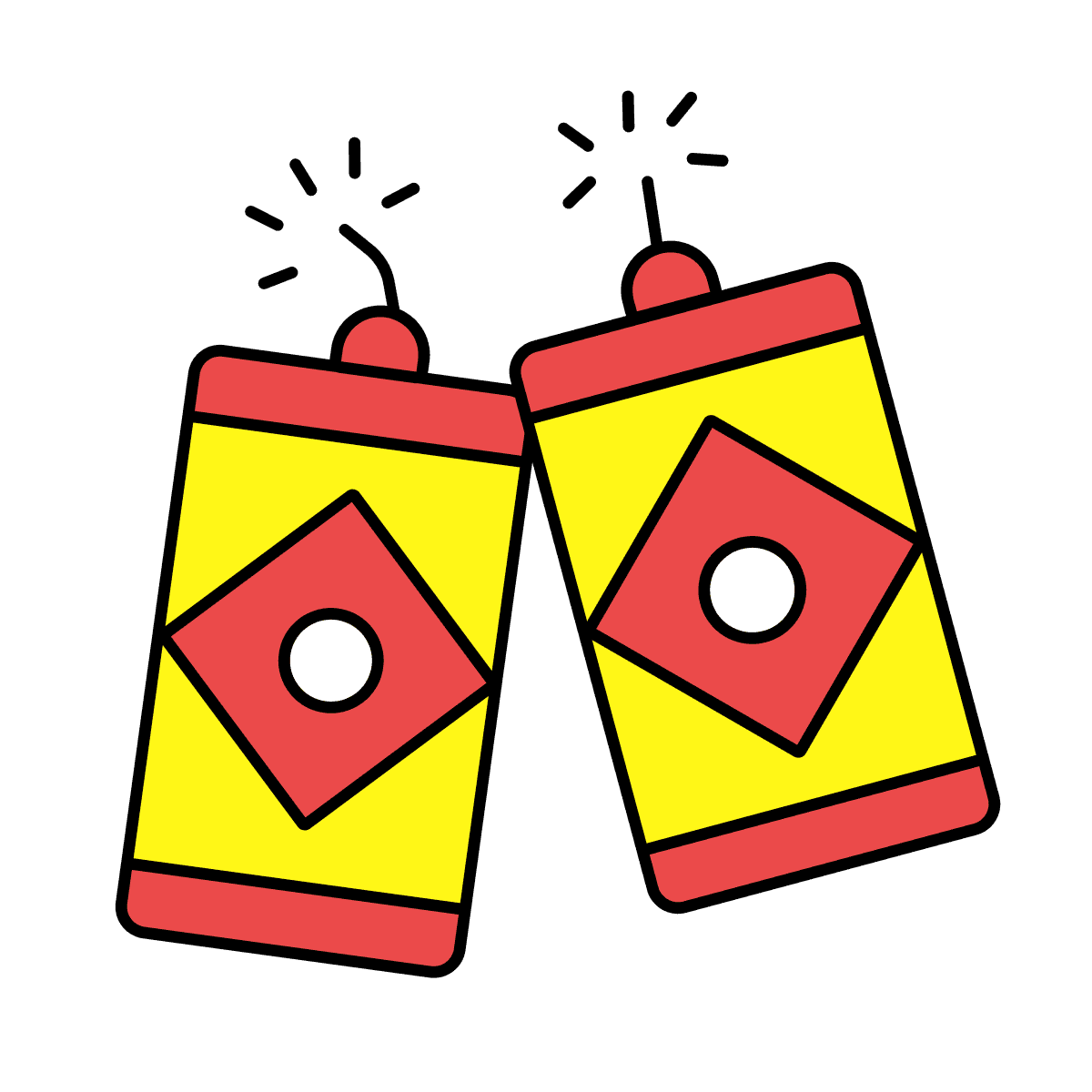 cheerful cute line art firecrackers for festive holiday celebrations
