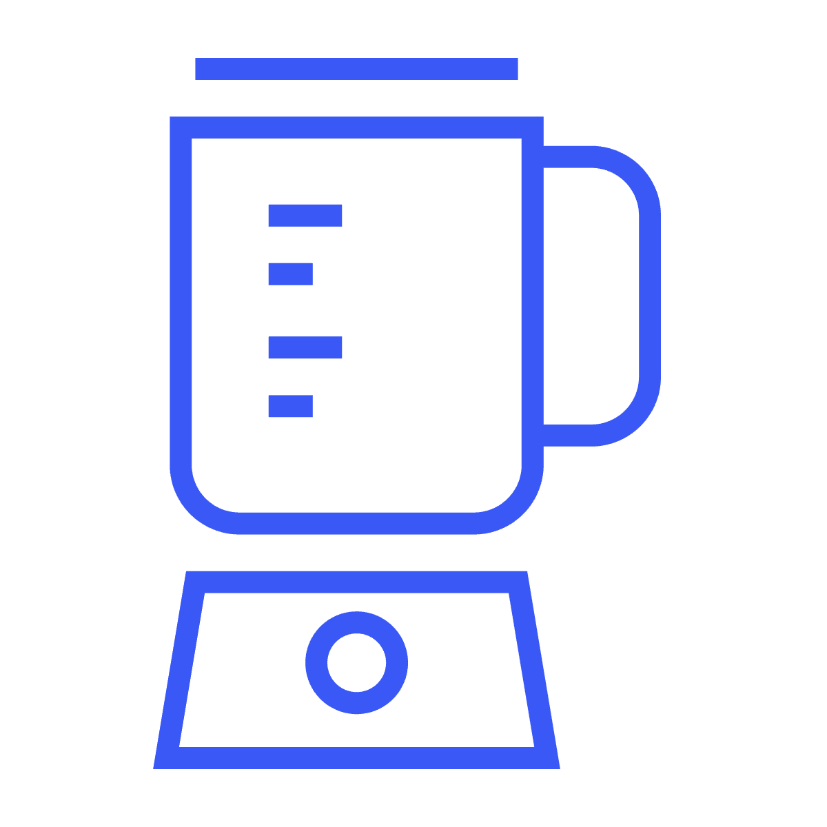 line icon representing a kitchen blender appliance in simple blue for food preparation