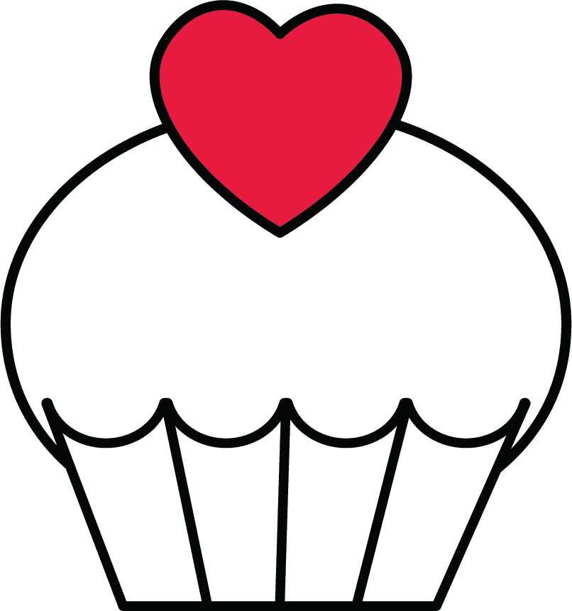 cheerful minimal heart cupcake illustration for sweet celebrations