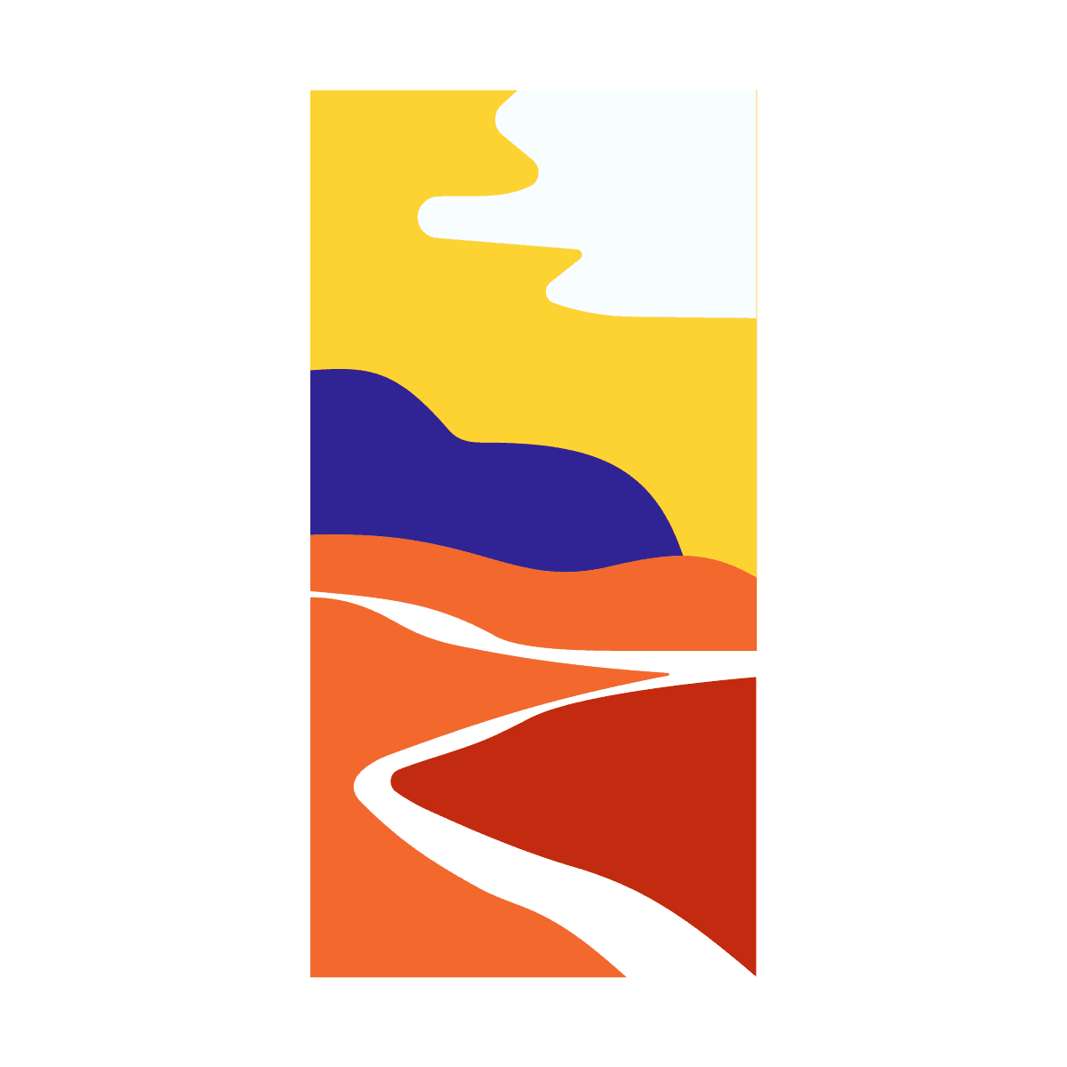 bold abstract desert landscape illustration with vibrant warm colors