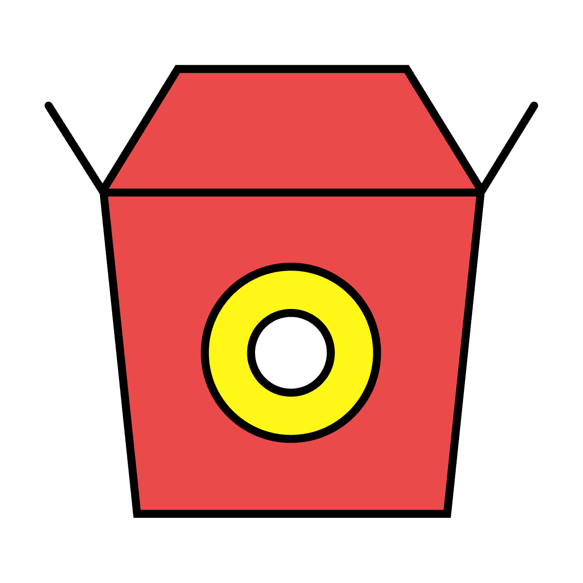 cheerful minimal take-out box icon for food branding