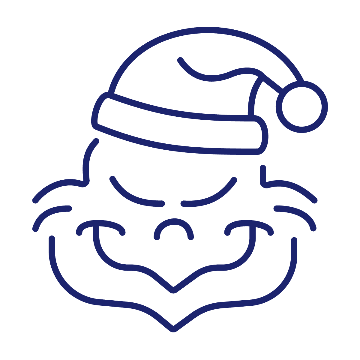 playful minimal line art holiday character with festive hat
