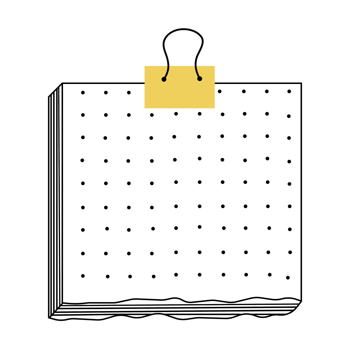 sleek minimal dotted notepad icon with warm yellow clip