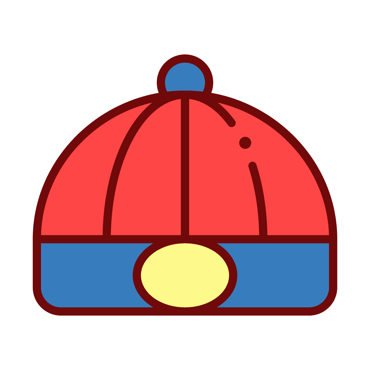 cheerful line art winter hat icon with a classic festive look