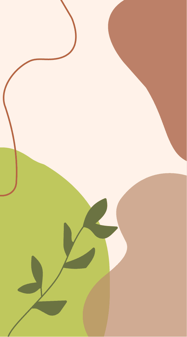 flat abstract illustration with organic shapes in earthy green and brown tones with a wavy line