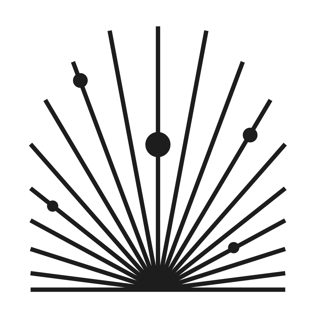 sleek minimal geometric sunburst logo for modern branding