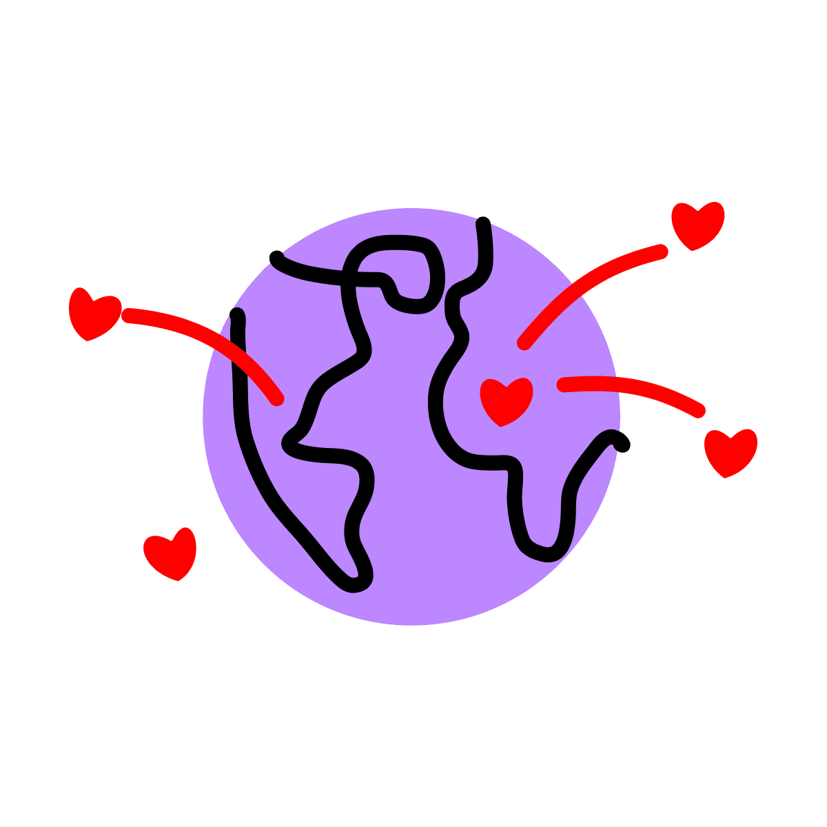 playful earth hearts illustration for positive global connection designs