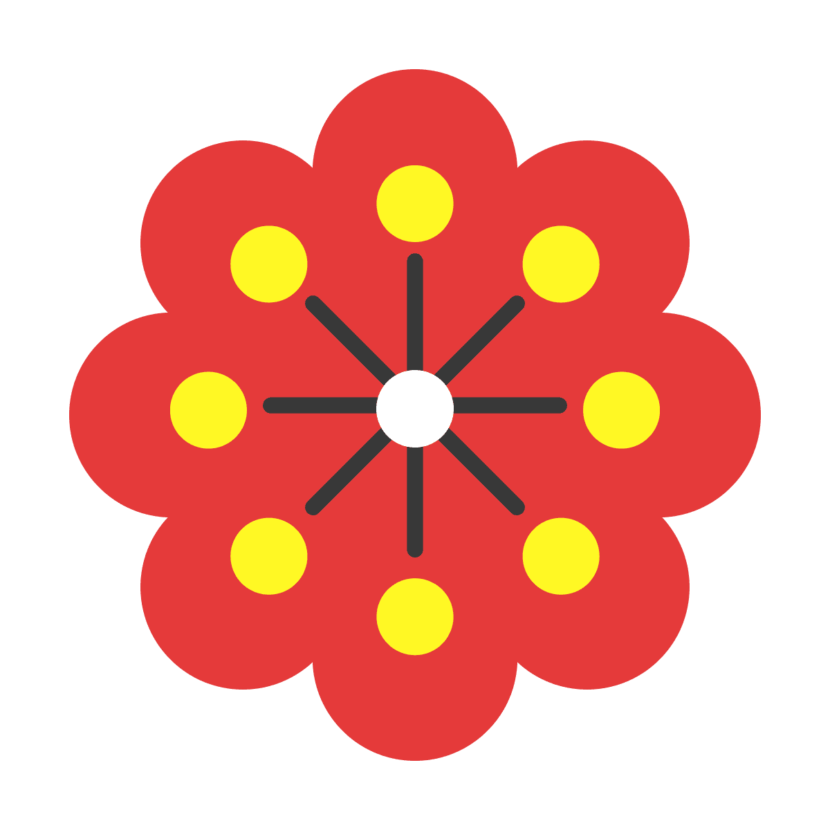 cheerful minimal geometric flower icon for festive designs