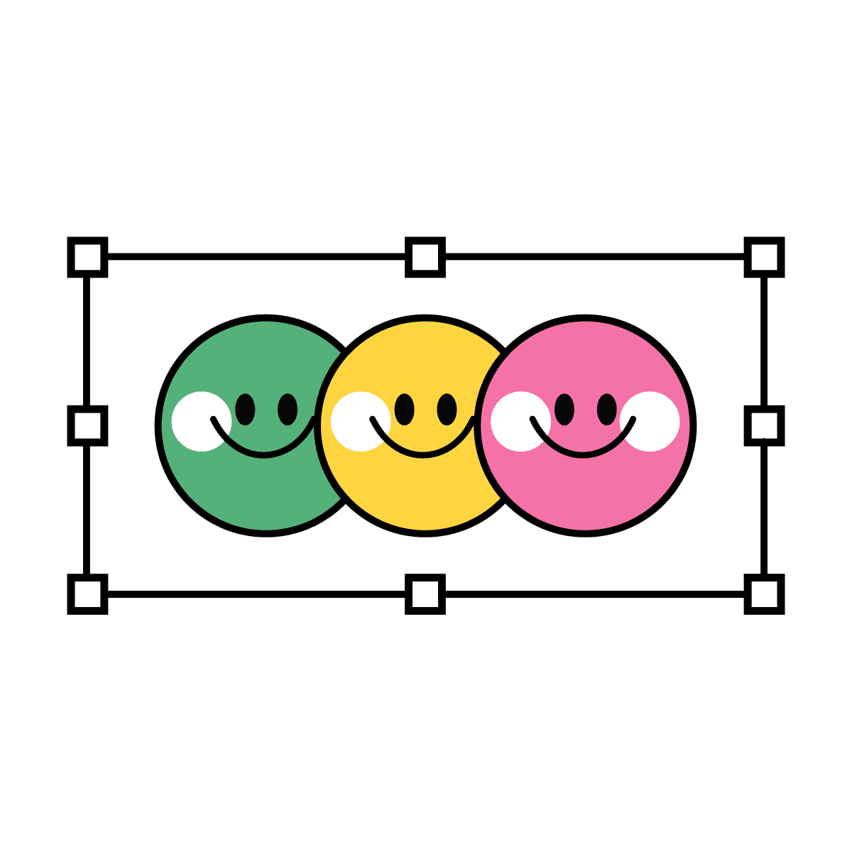 playful graphic smiley face icons with a vibrant y2k aesthetic