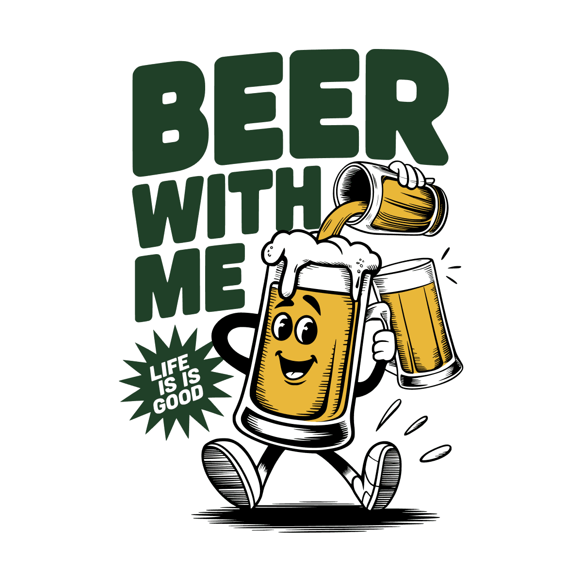 playful beer with me t-shirt design concept