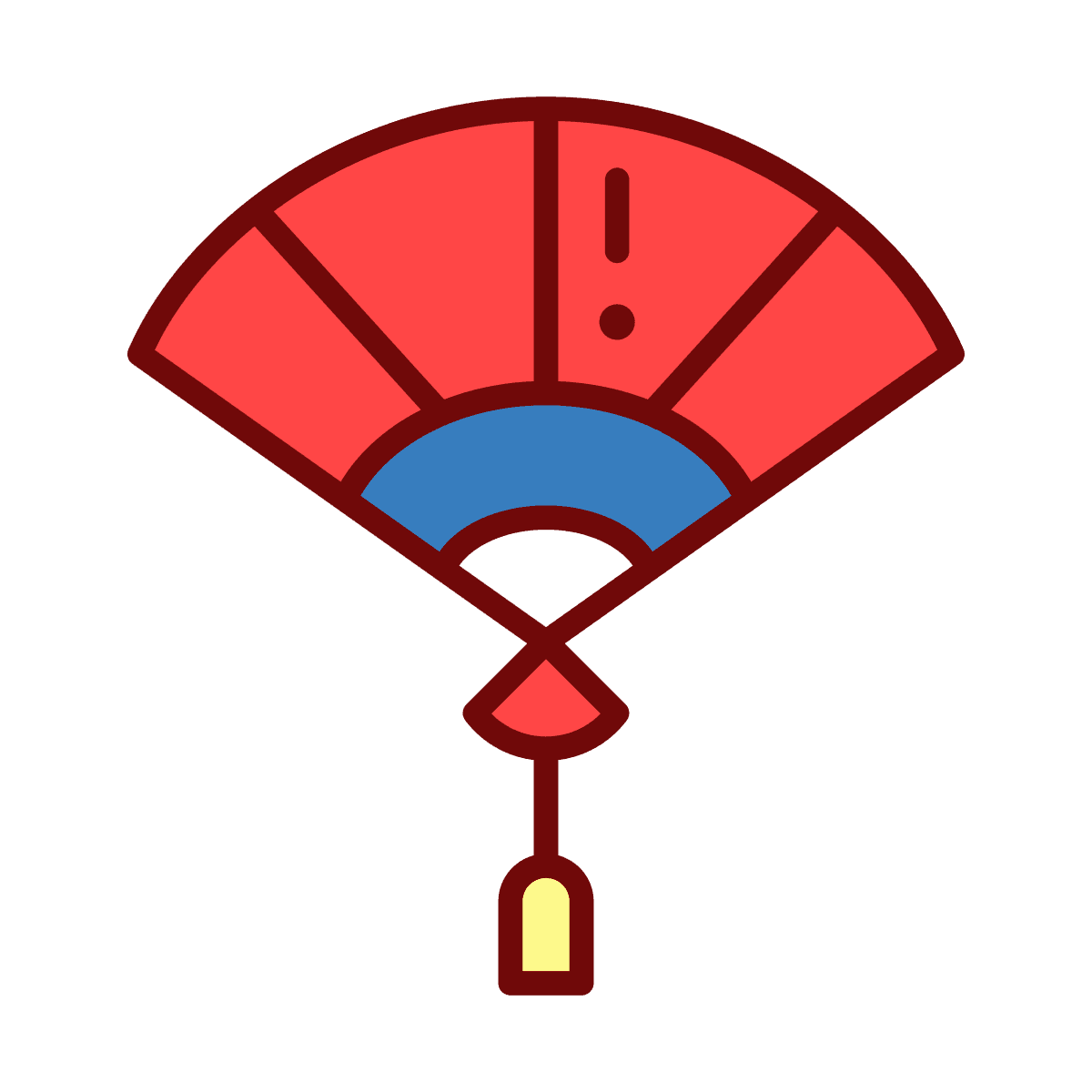 cute classic line art hand fan icon for festive holiday designs