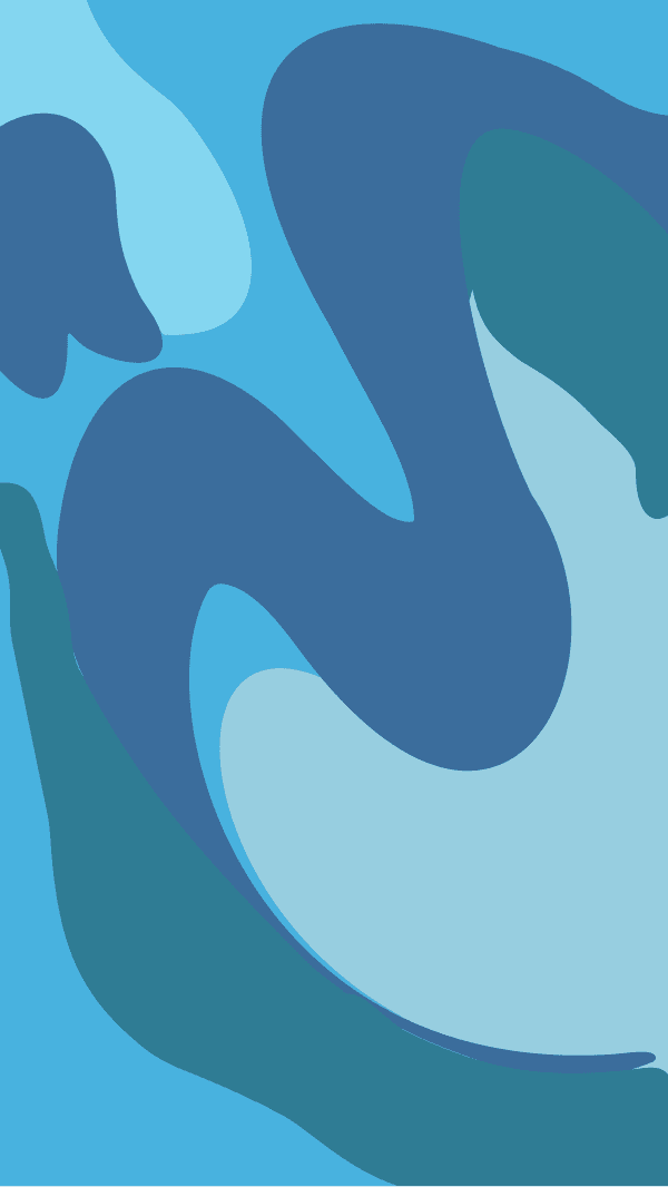 flat abstract illustration of flowing organic shapes in various shades of blue