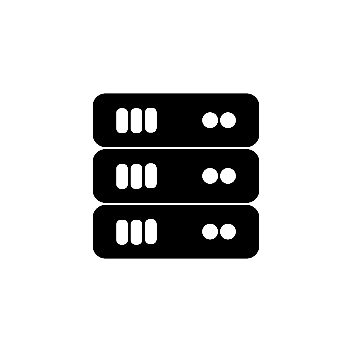 simple icon of three stacked network servers representing data and technology
