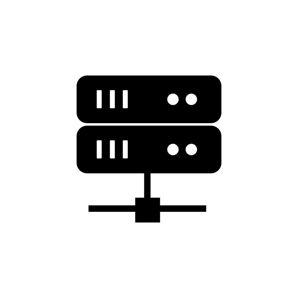 simple icon of two stacked network devices with connection point