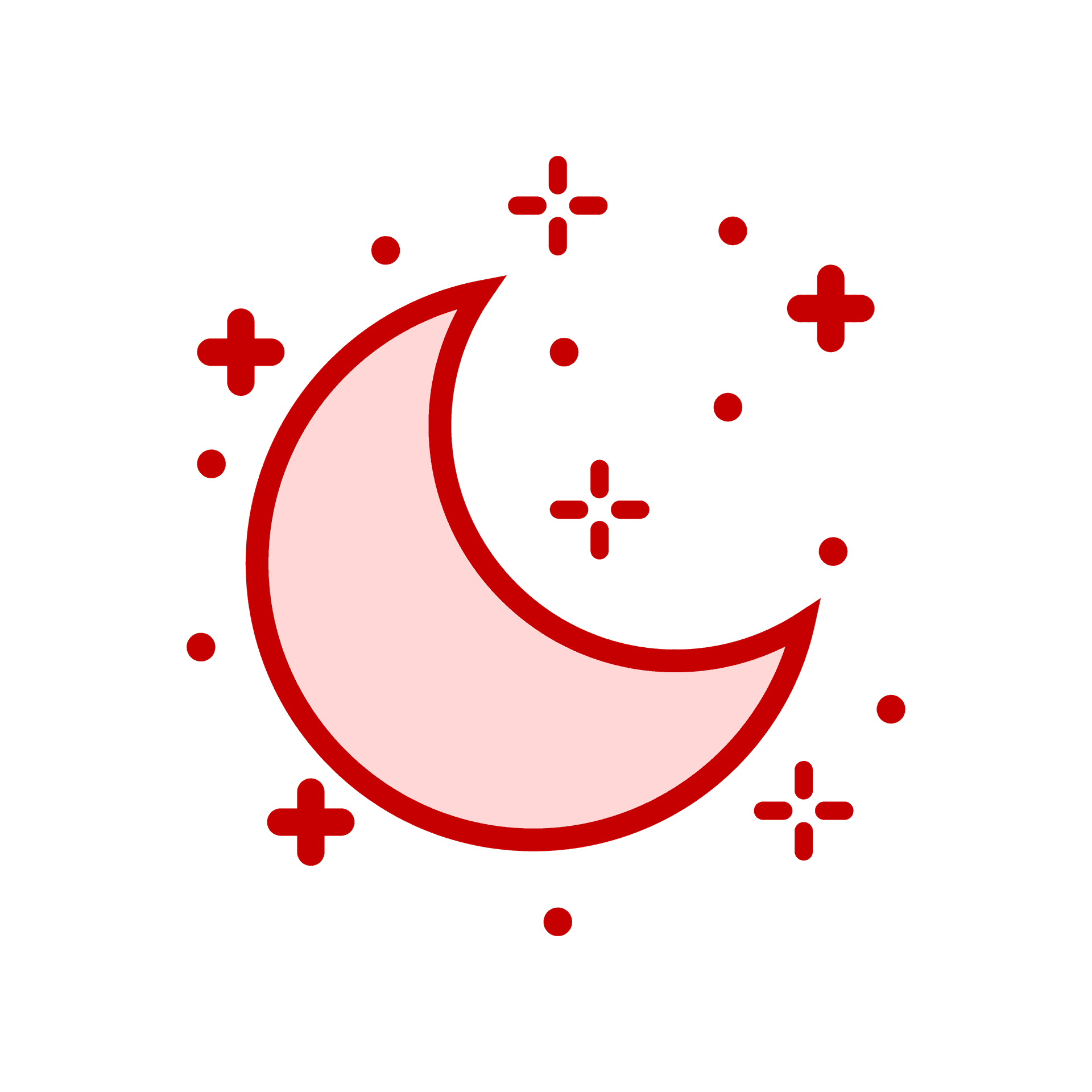 dreamy crescent moon icon with cute sparkles