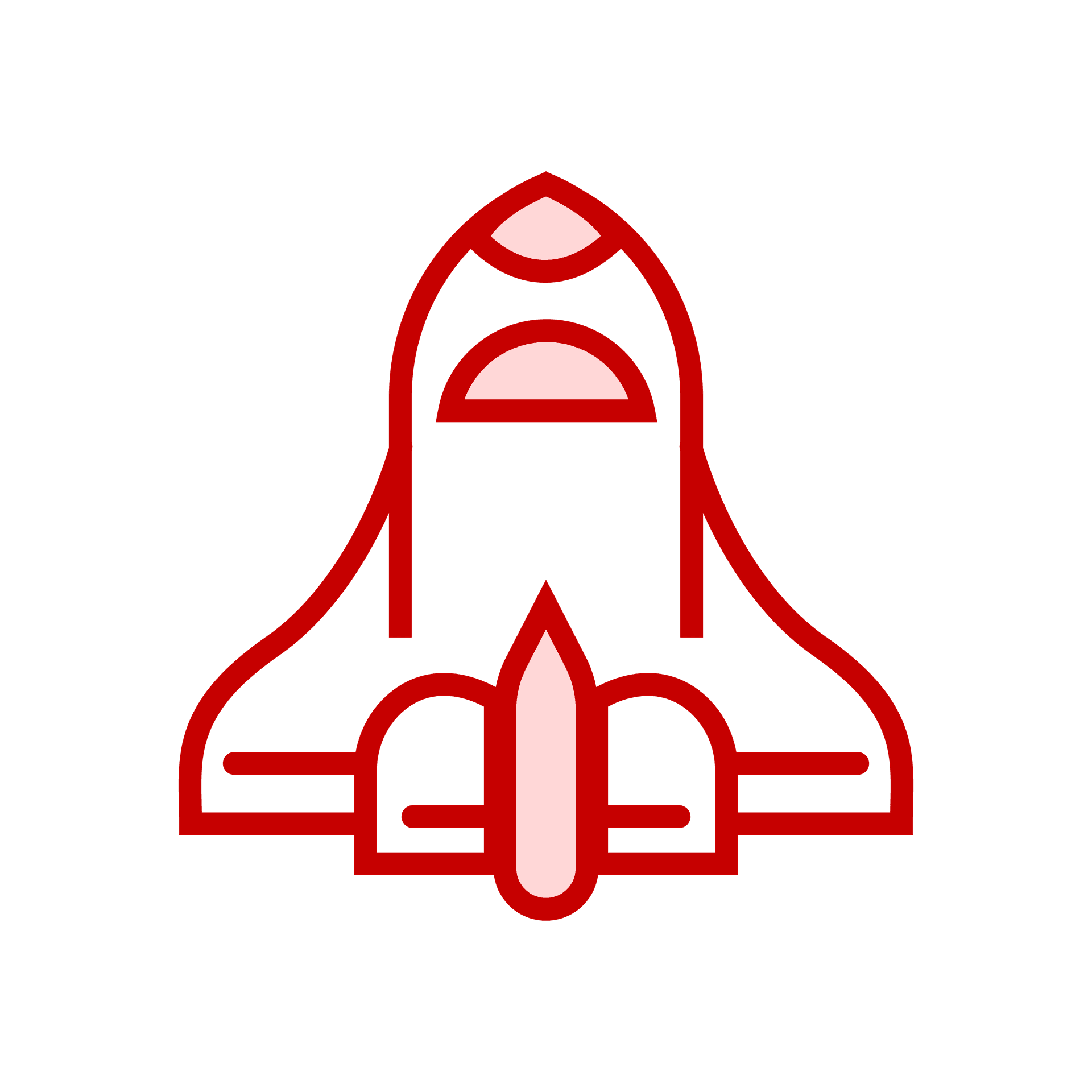 futuristic space shuttle rocket icon in bold line art