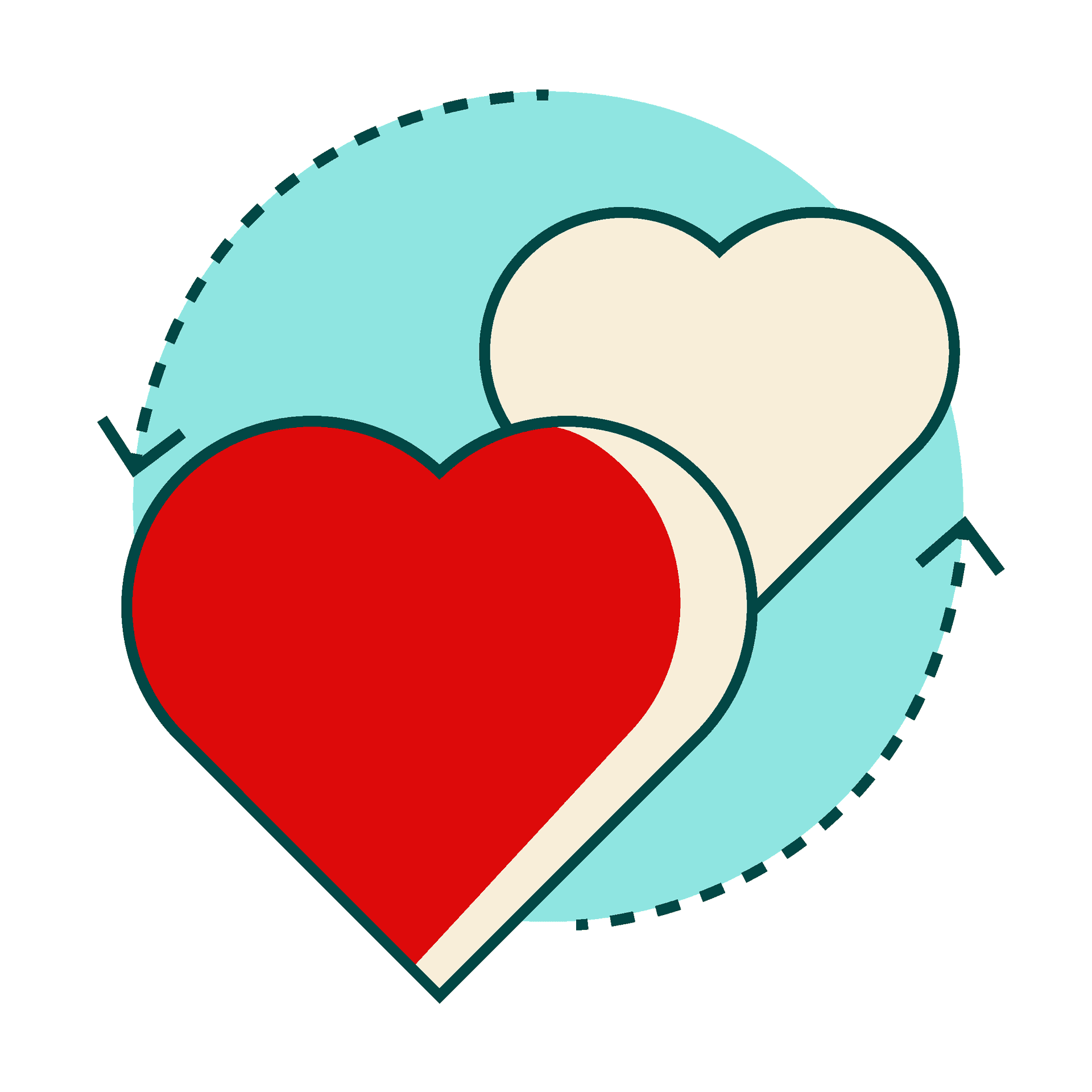 minimal geometric heart cycle icon for love and connection designs