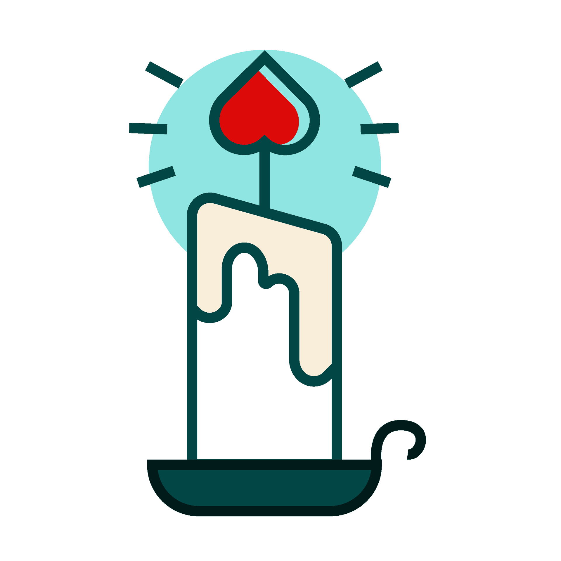 cute minimal line art heart candle icon for romantic designs