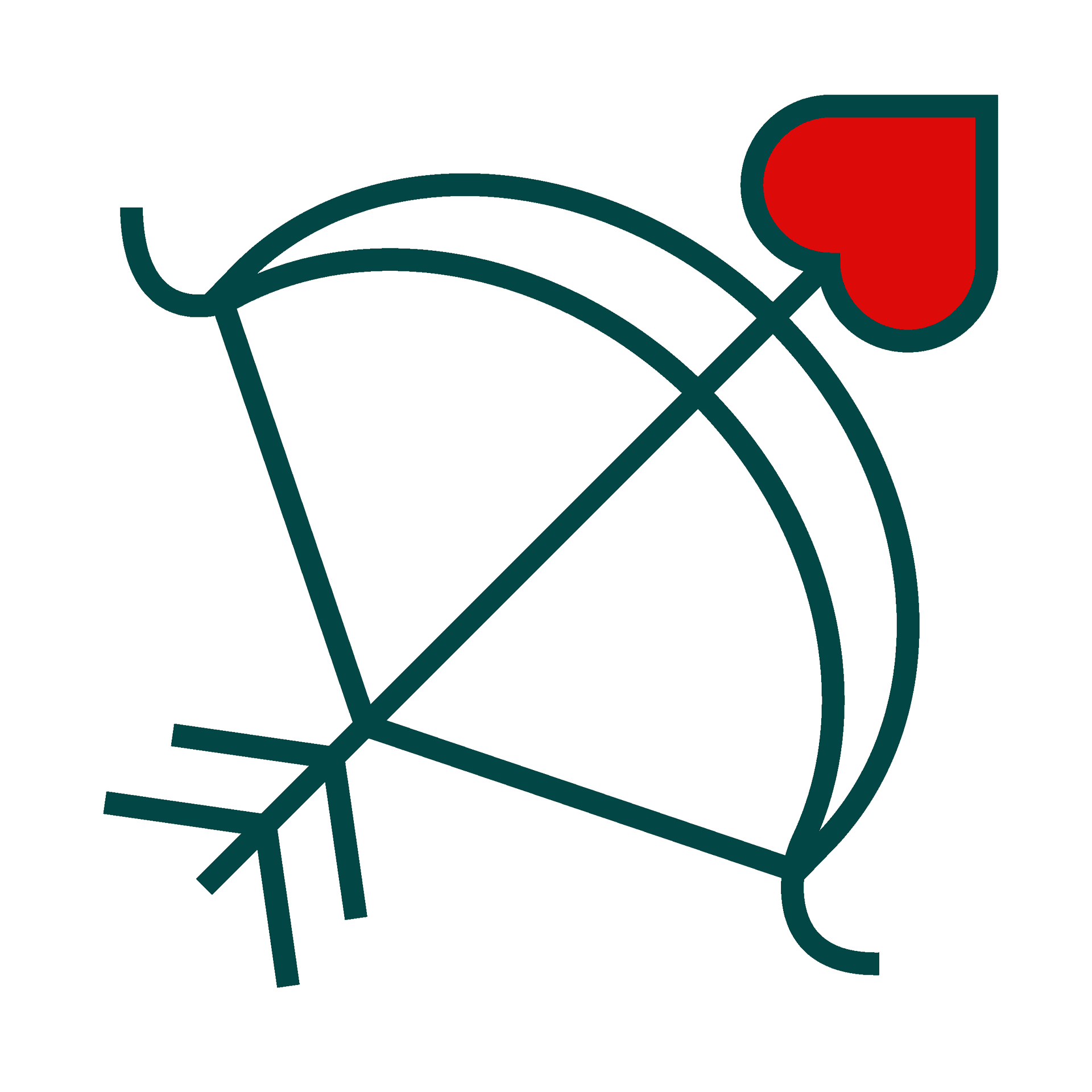 cute minimal line art cupid's bow and heart arrow