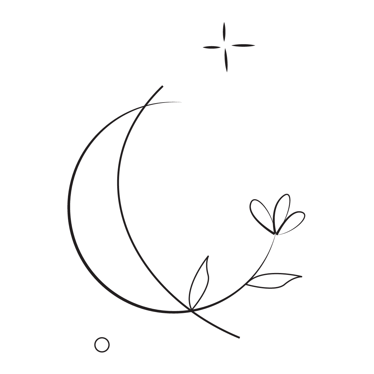 dreamy minimal line art moon flower for bohemian branding