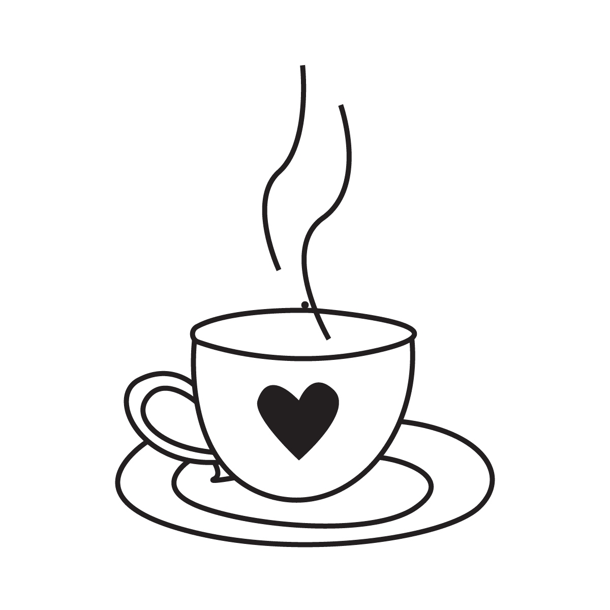 minimalist coffee cup with heart icon