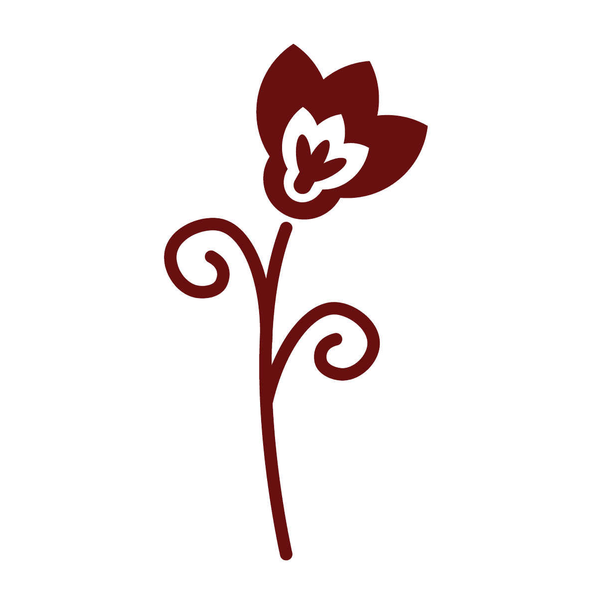 flat illustration element of a decorative stylized floral plant with swirl details