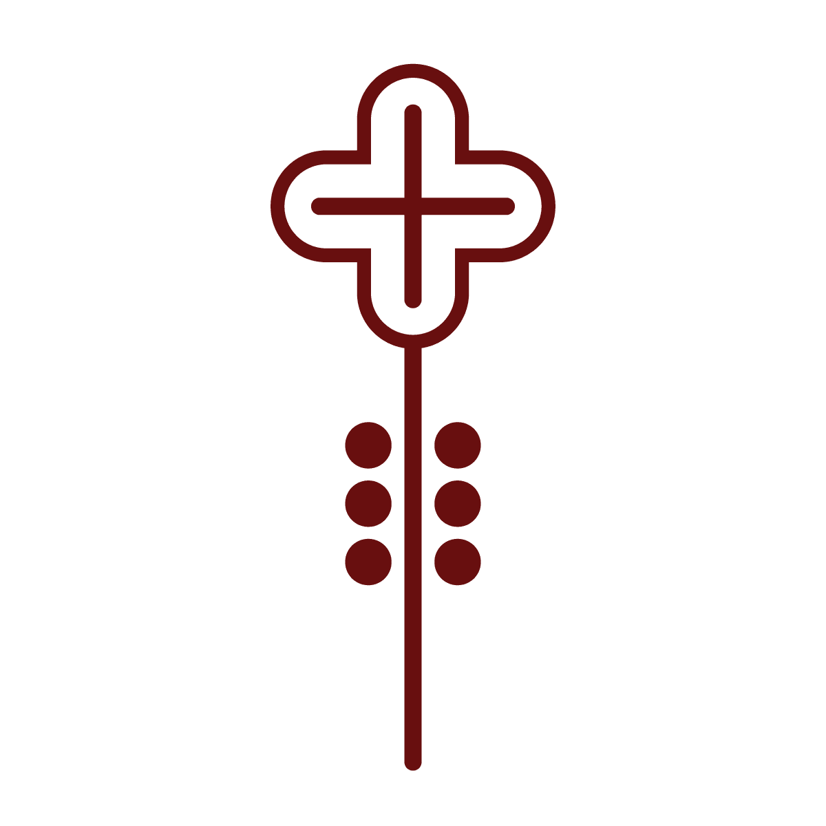 simple flat stylized element of a flower with four petals and rounded stem details