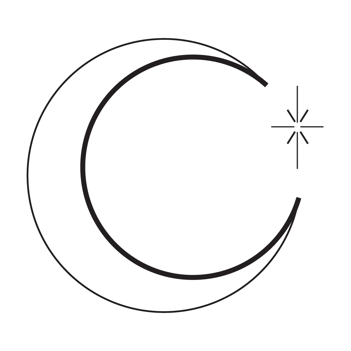 sleek minimal line moon and star icon for dreamy celestial branding