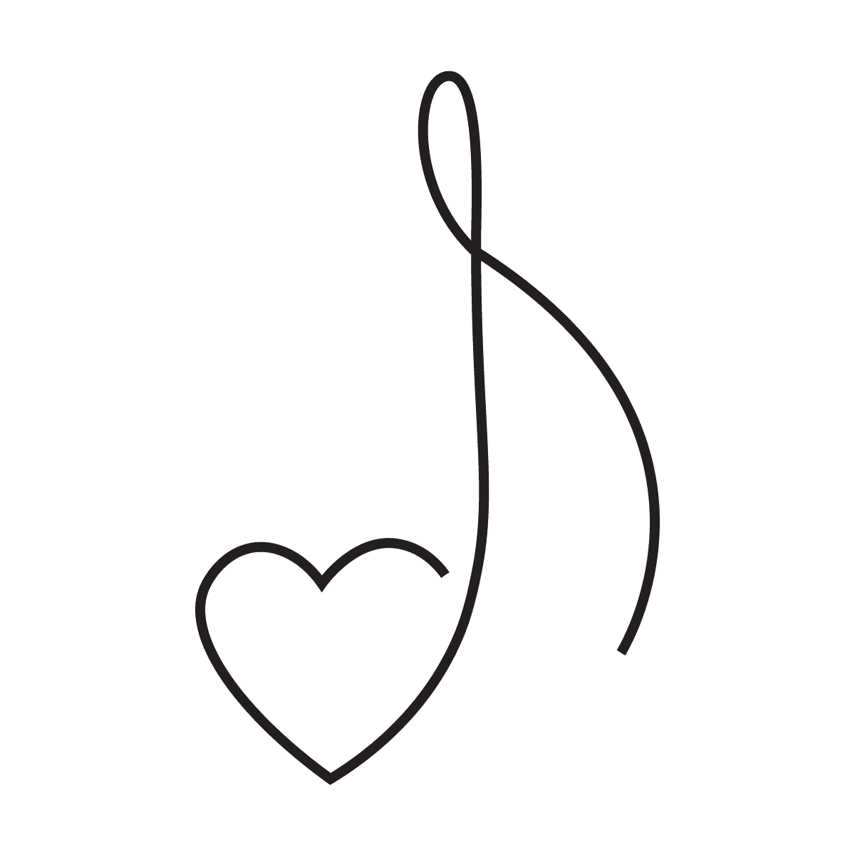 sleek minimal line art heart icon for modern love themes
