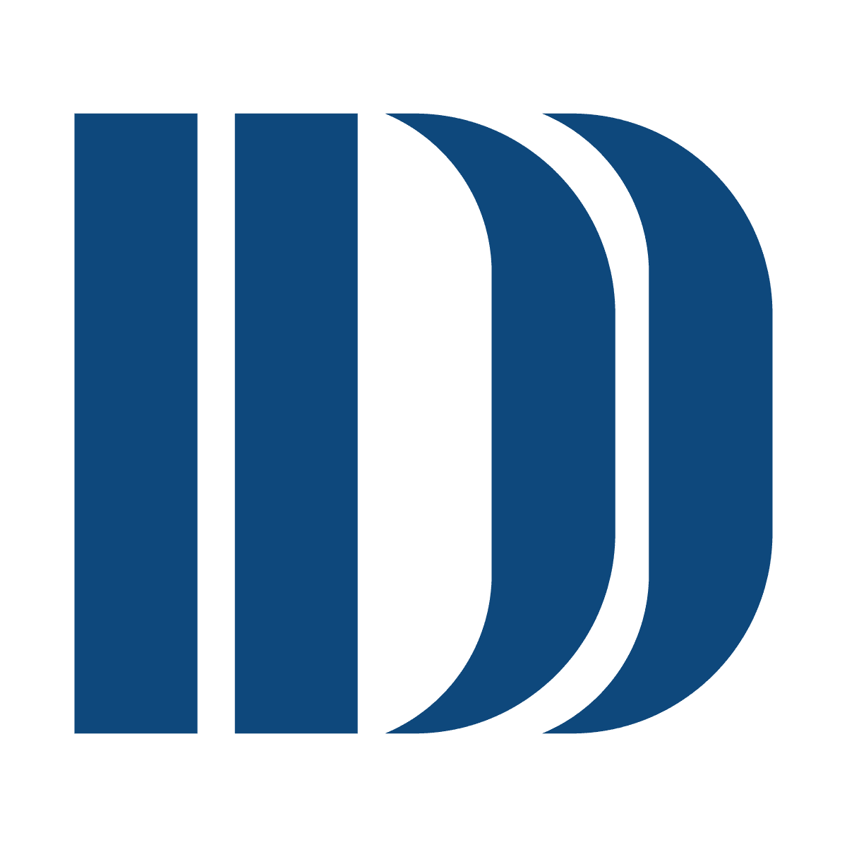 bold bar and curved letter d logo blue for strong corporate identity and brand visual