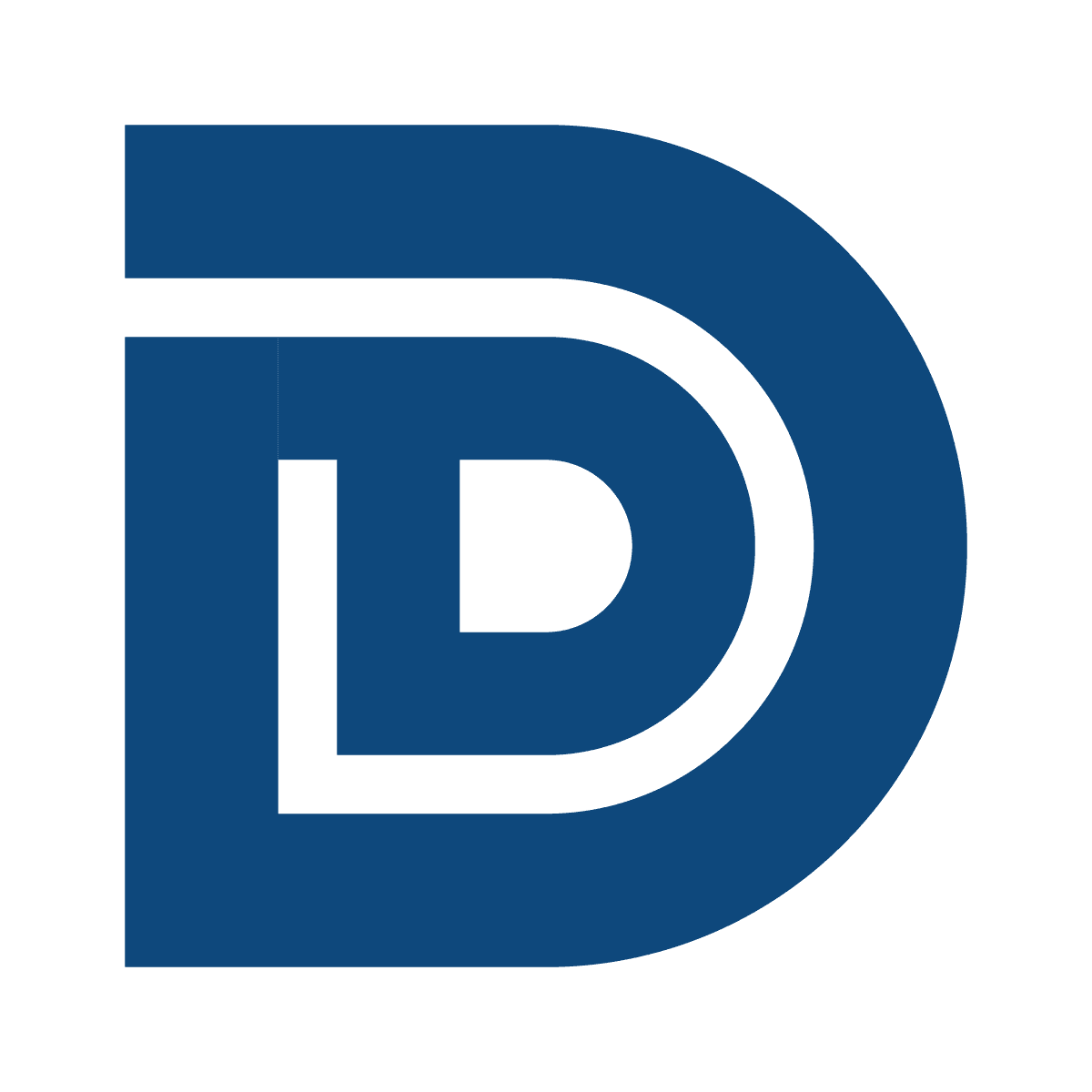 solid blue letter d logo for dailydictation app identity and speech recognition branding