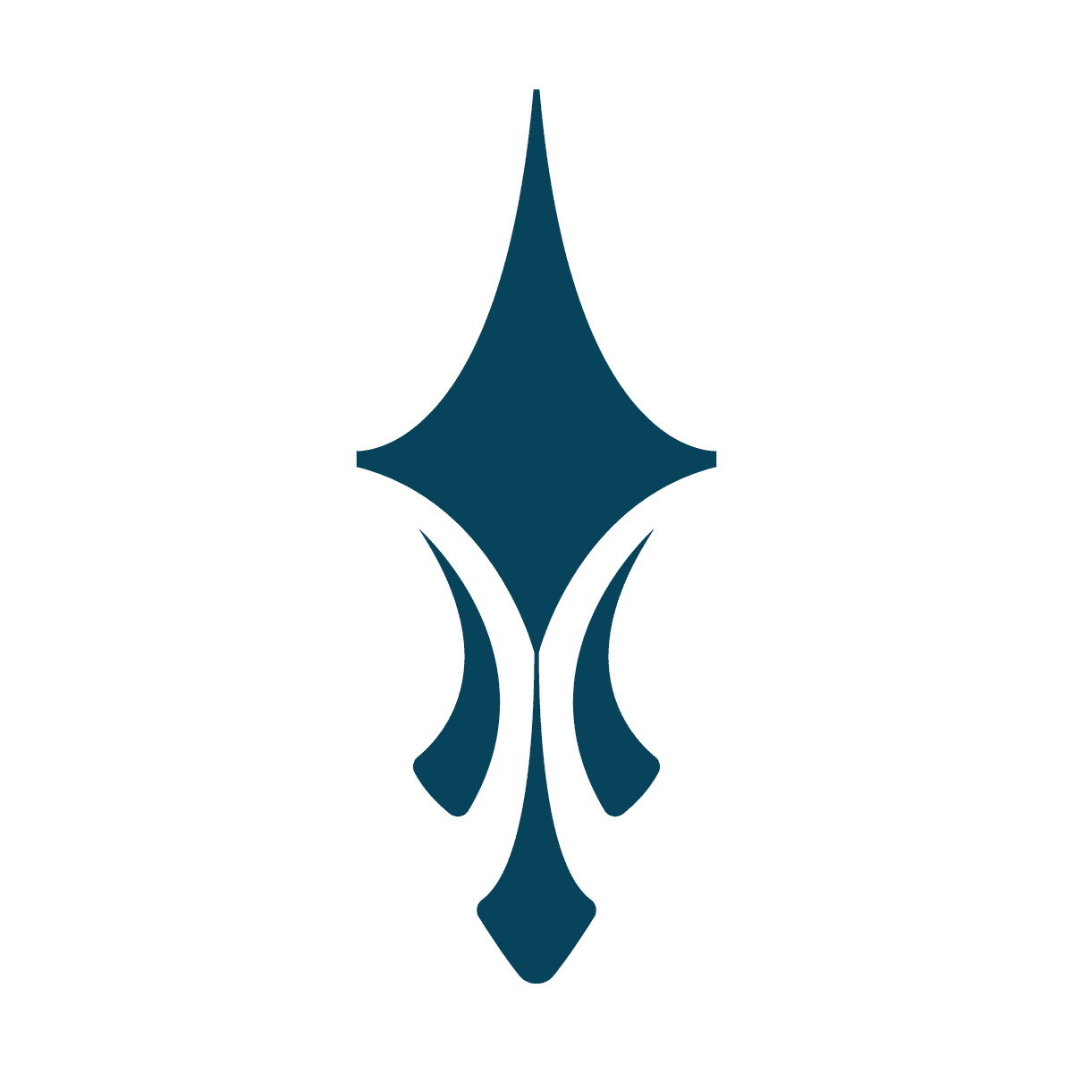 isolated vertical stylized blue pointed element for ornamental flourish and decorative layouts
