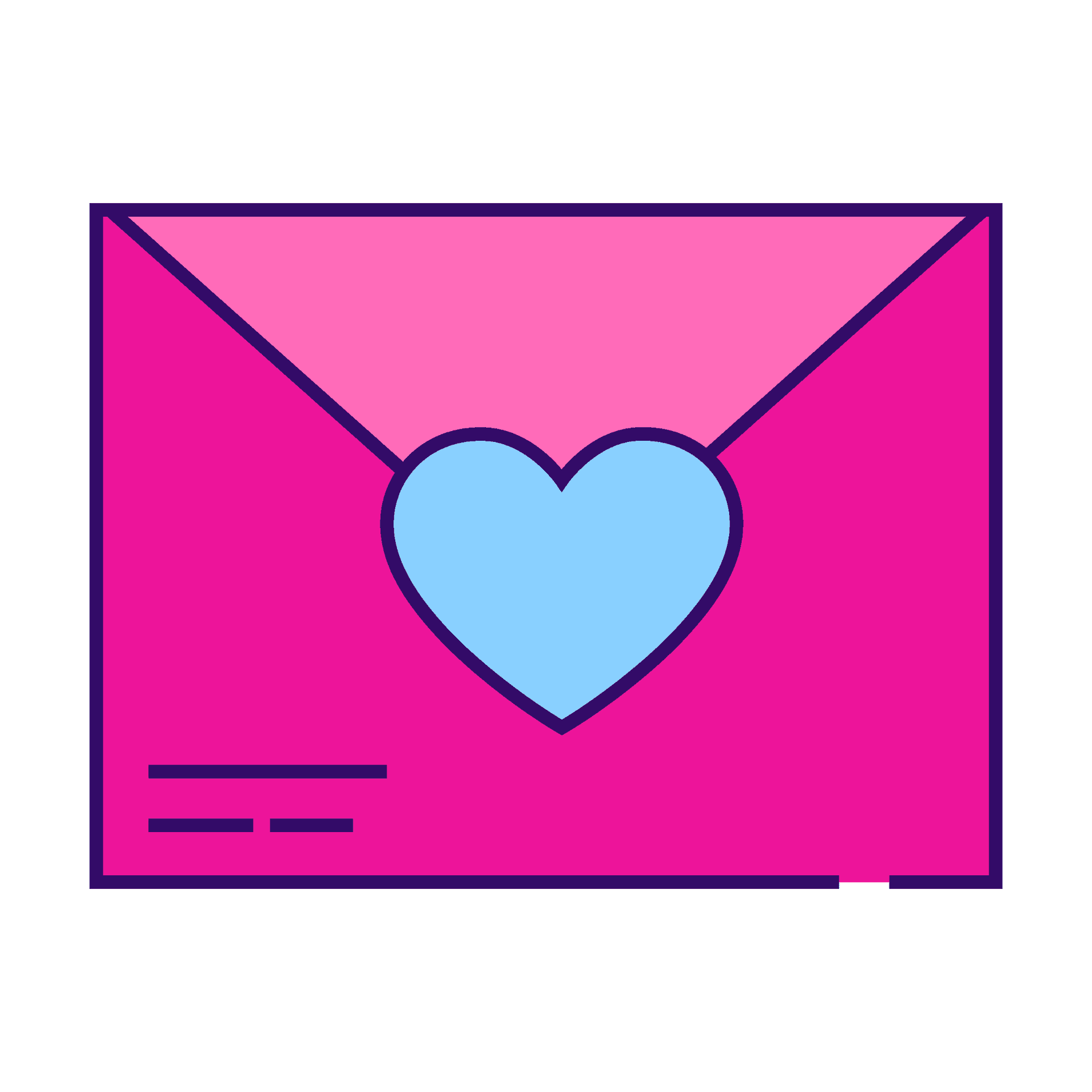 vibrant y2k style line art love envelope for romantic messages