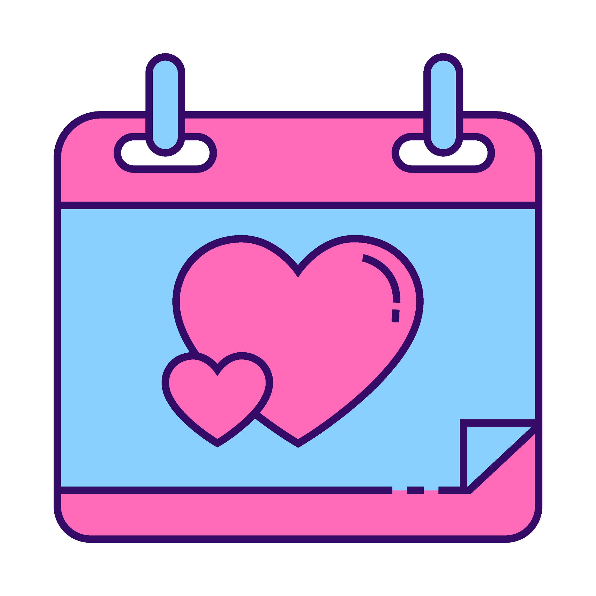 playful pink and blue calendar icon for romantic date reminders