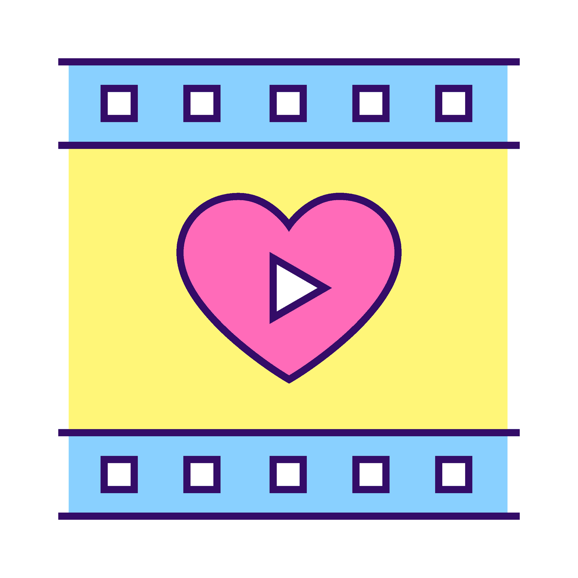 playful vibrant film strip icon for love video content