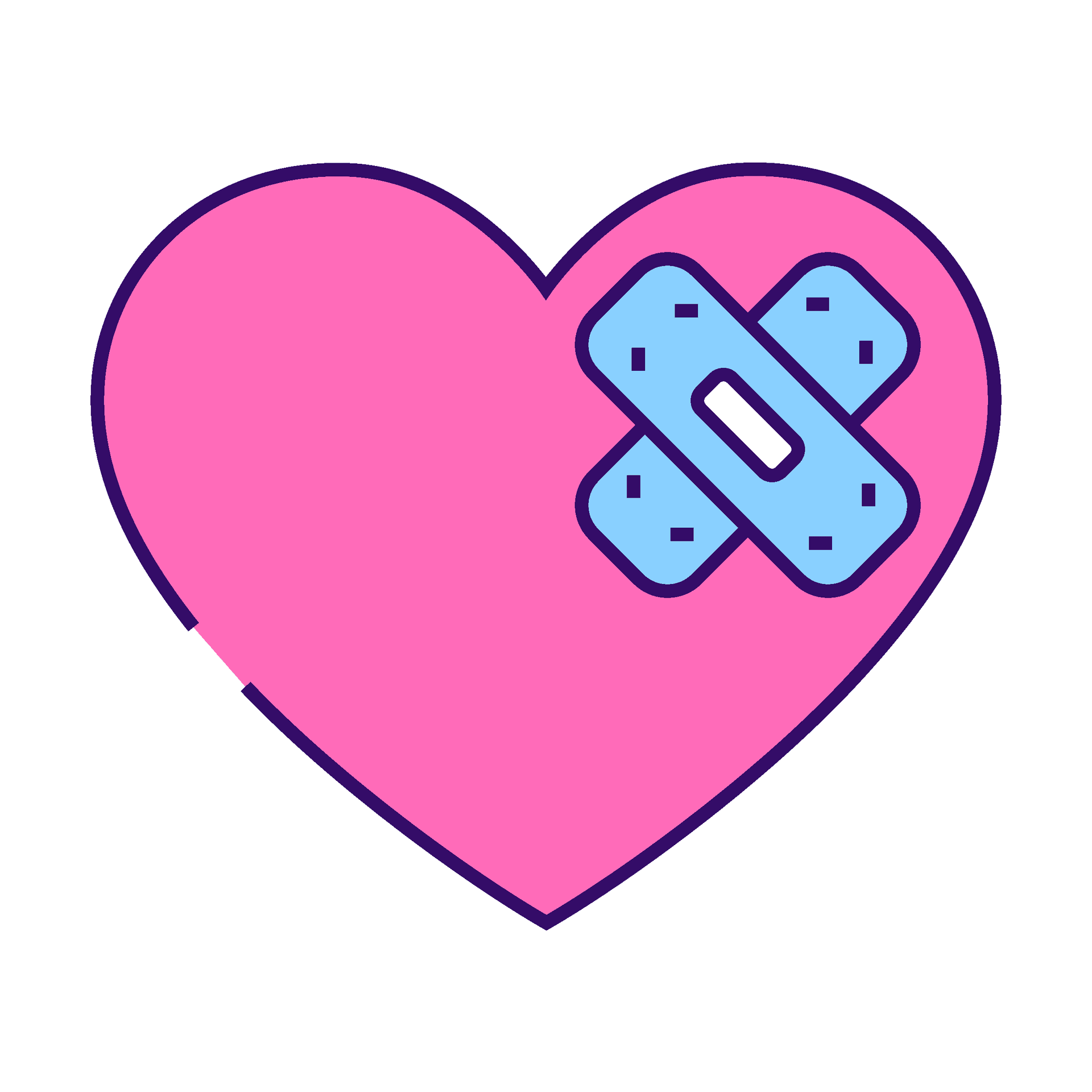 cute minimal heart band-aid icon with vibrant colors for care themes