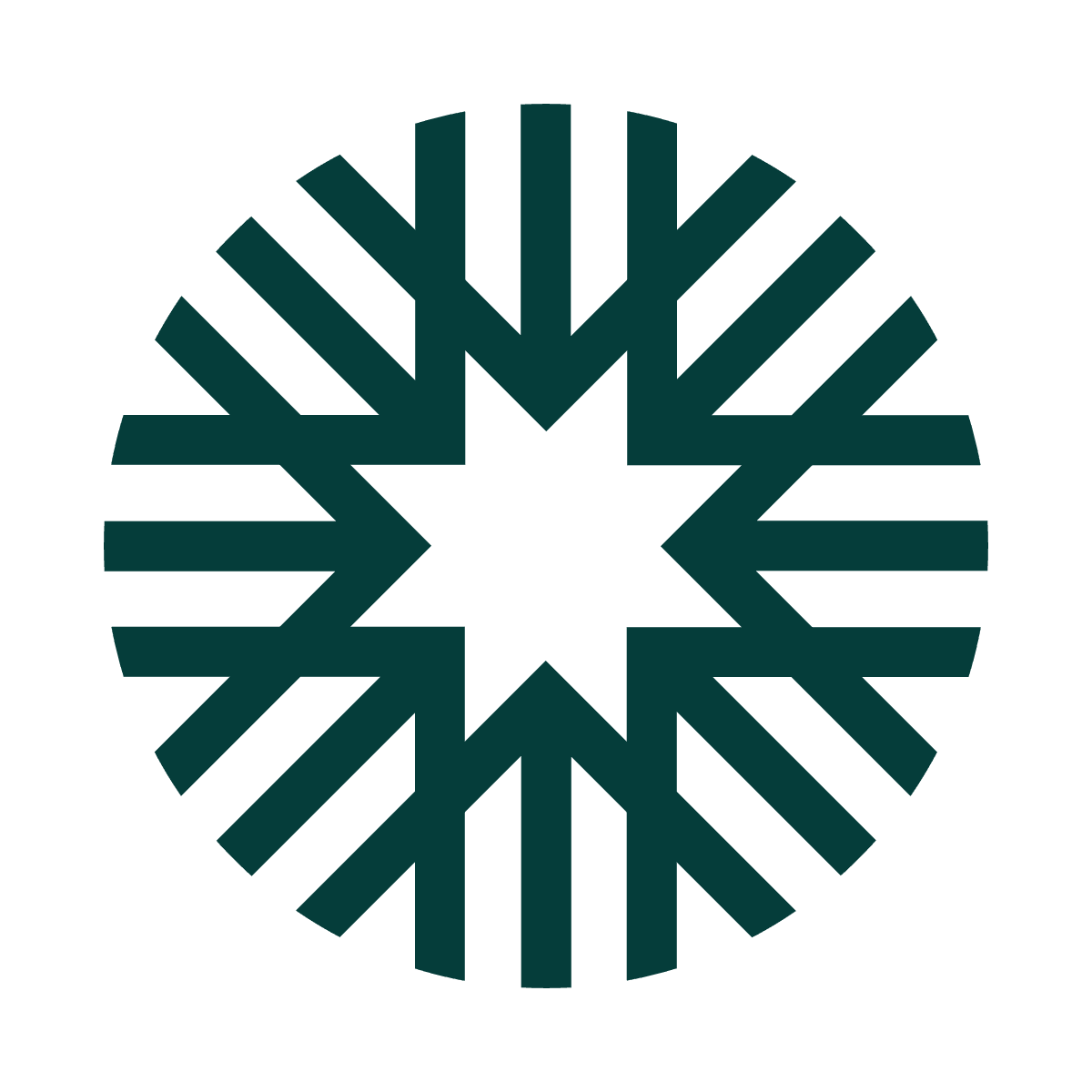 elegant geometric star pattern logo in sleek forest green