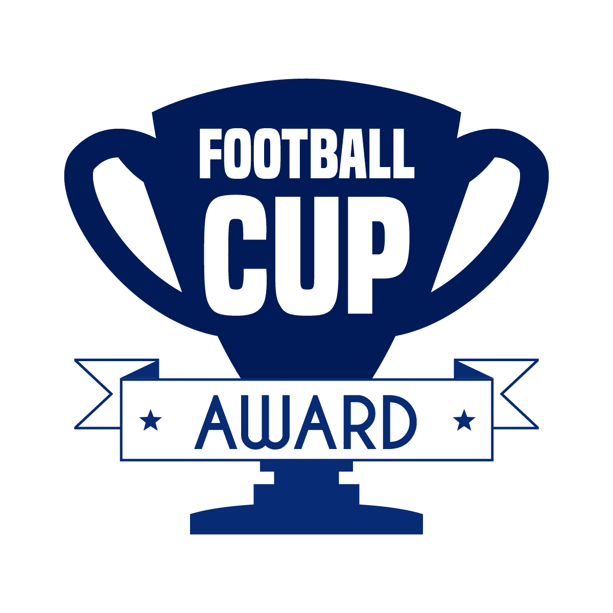 classic football trophy icon in bold blue for sports branding