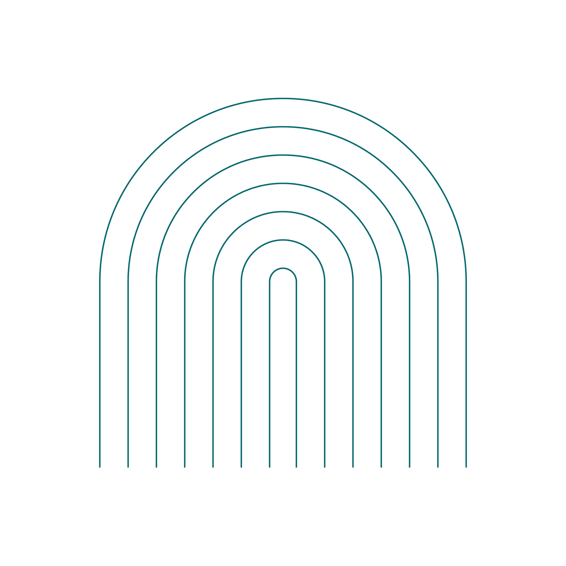 modern abstract illustration of stacked teal arches on a gray canvas
