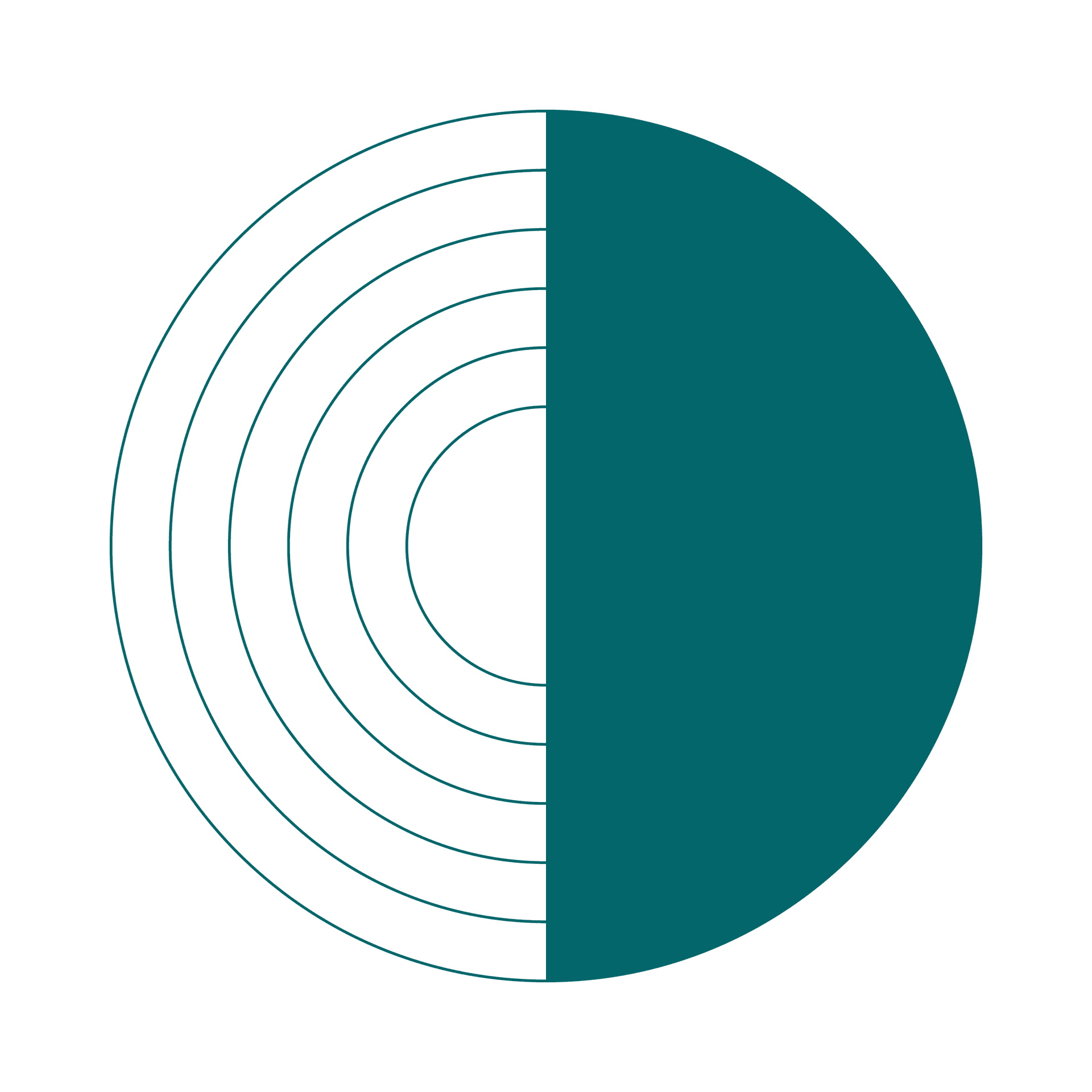 abstract teal circle illustration with solid and concentric semi-circles