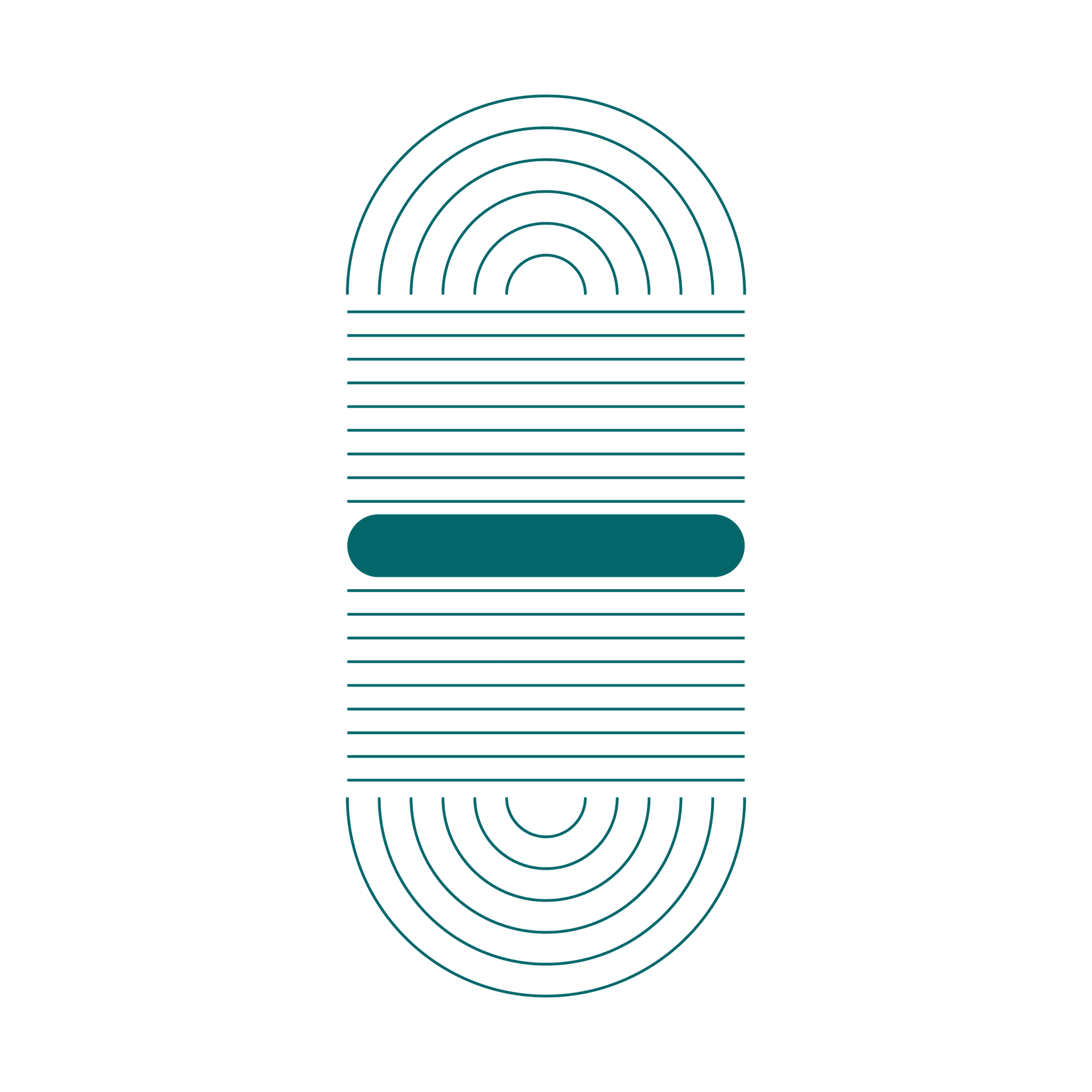 teal abstract geometric illustration with rounded shapes and parallel lines