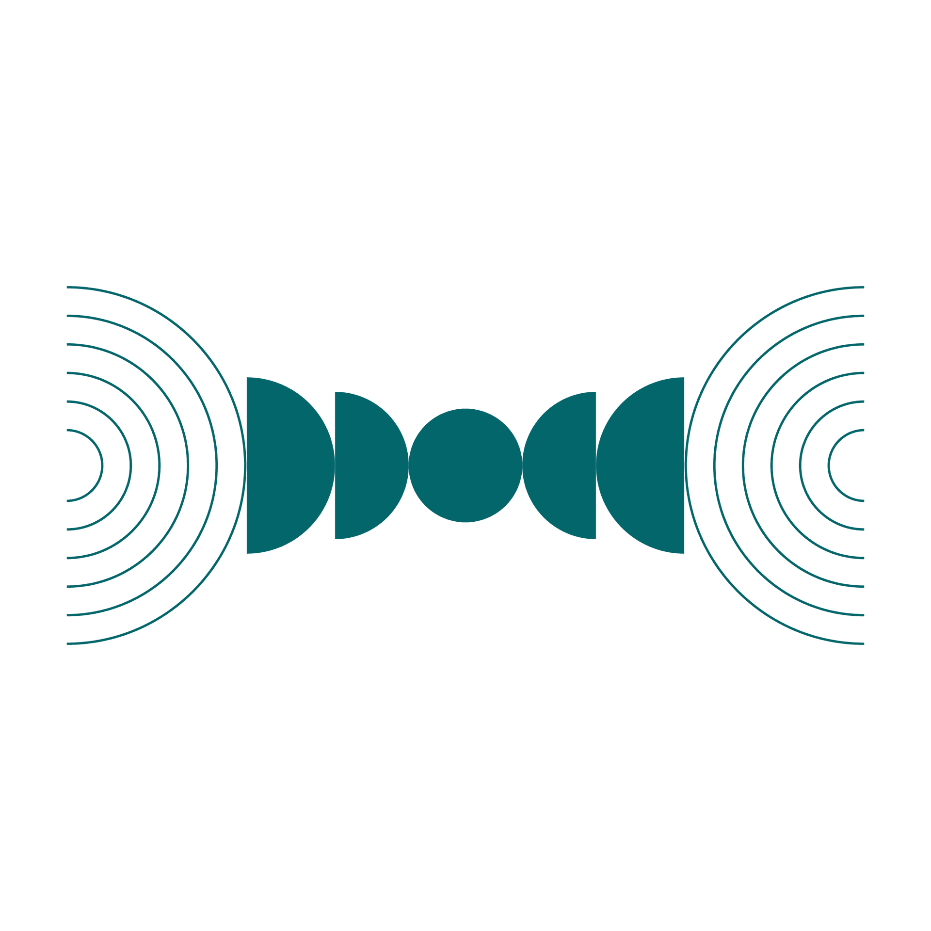 teal geometric shapes forming a symmetrical abstract connection symbol for modern interfaces