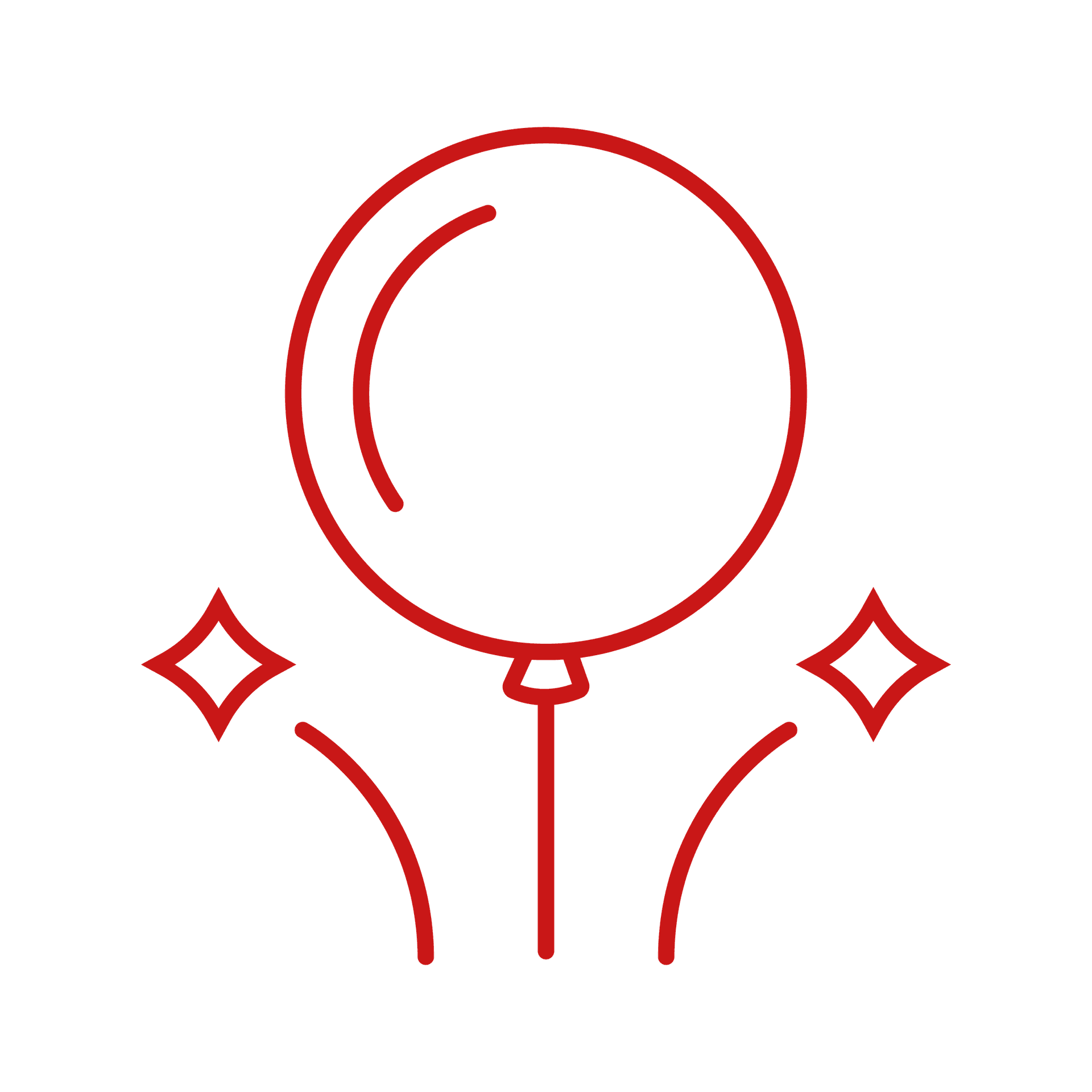 cheerful minimal red line art balloon icon for party celebration