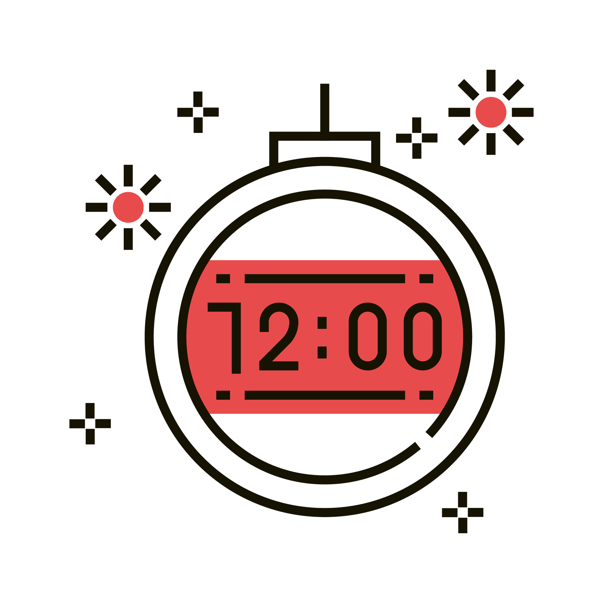 vintage red clock icon for holiday season